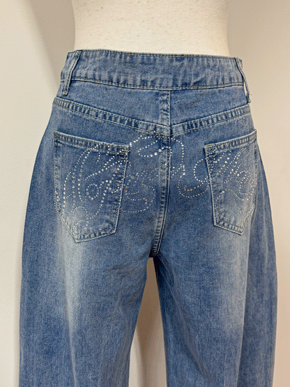 【Official限定価格】バッグラインストーンデニムパンツ