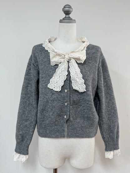 【Official限定価格】ボウタイハートボタンニット