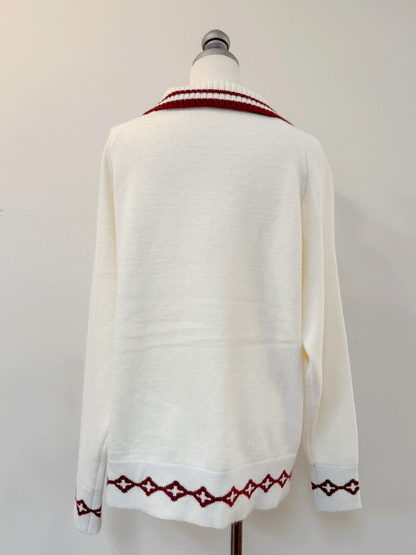 襟付きハートボタンオーバーサイズニット