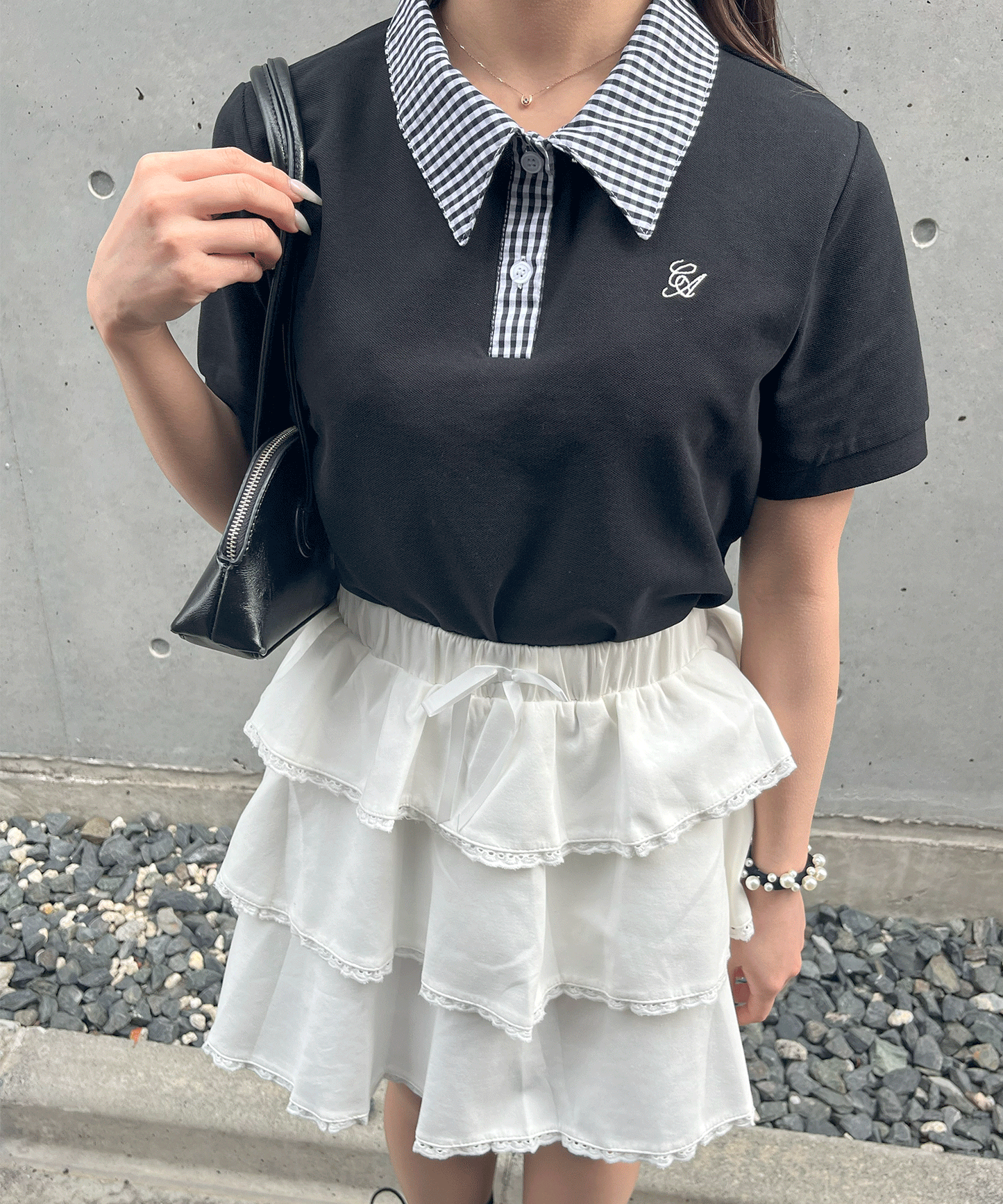 チェック襟付きカノコポロ
