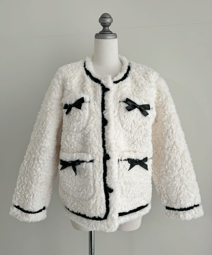 リボン付きガーリーファージャケット