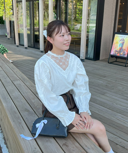 【Official限定販売】レースドッキングコットンブラウス