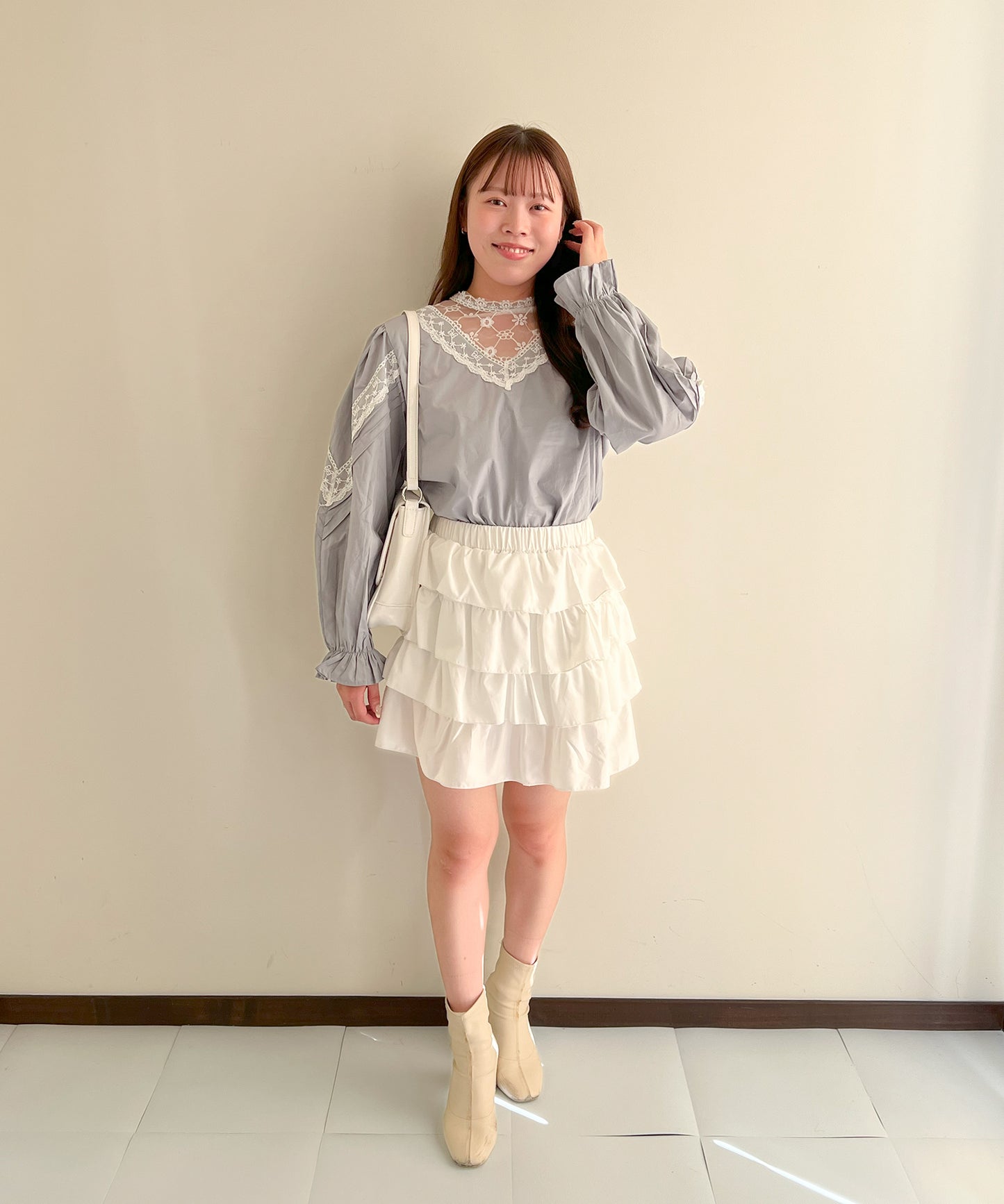 【Official限定販売】レースドッキングコットンブラウス