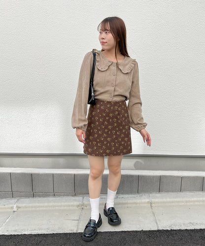 【Official限定】小花柄コーデュロイミニスカート