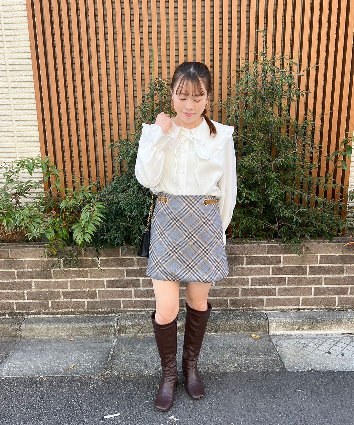 チェック台形スカート