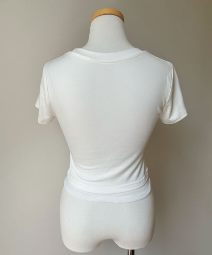 リボンラインストーンクロップドTシャツ