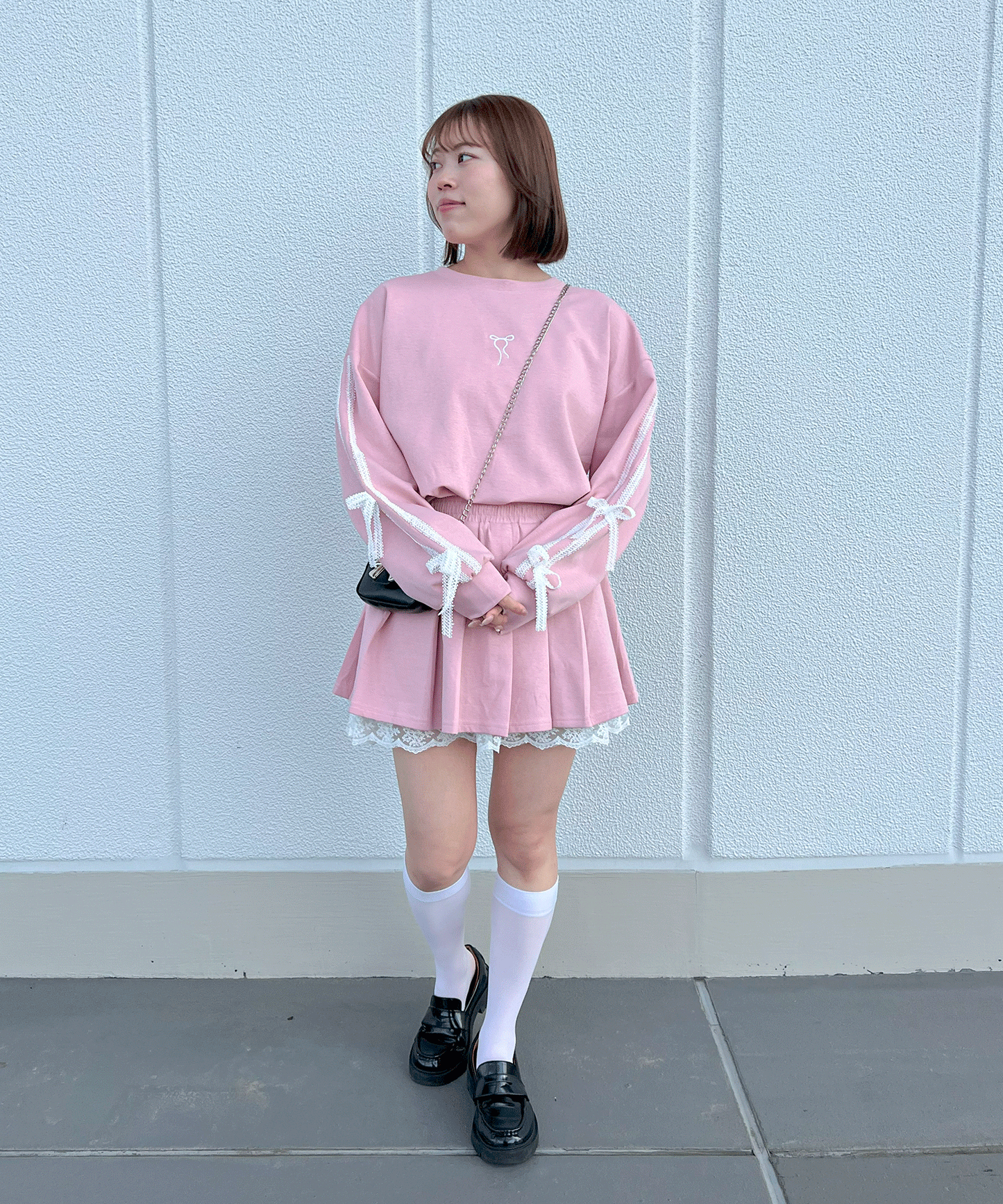 【Official限定】ワンポイントリボン刺繡スエットセットアップ