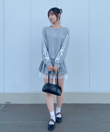 【Official限定】ワンポイントリボン刺繡スエットセットアップ