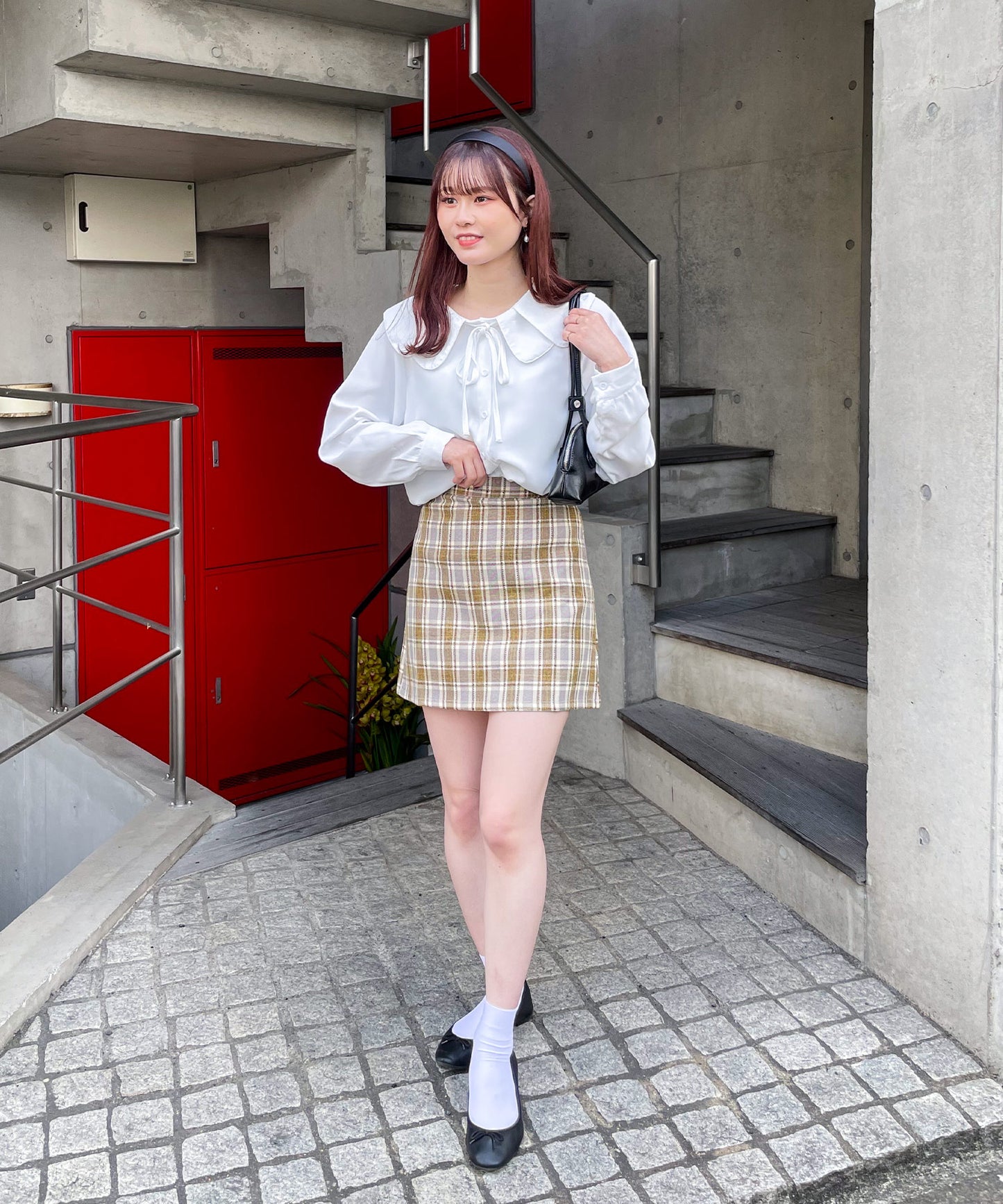 チェック台形スカート