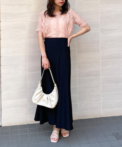 総レースフリルレトロブラウス