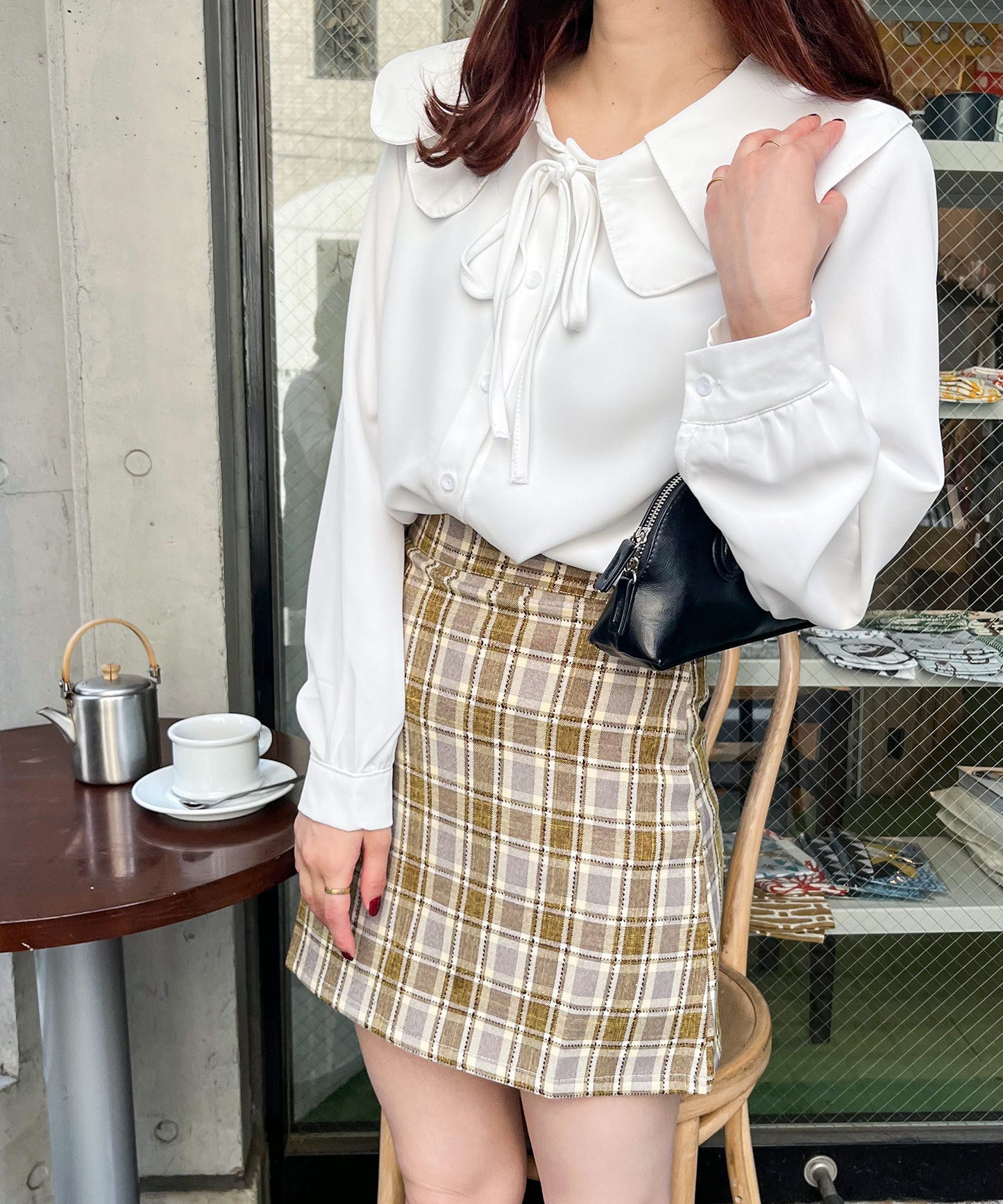 チェック台形スカート