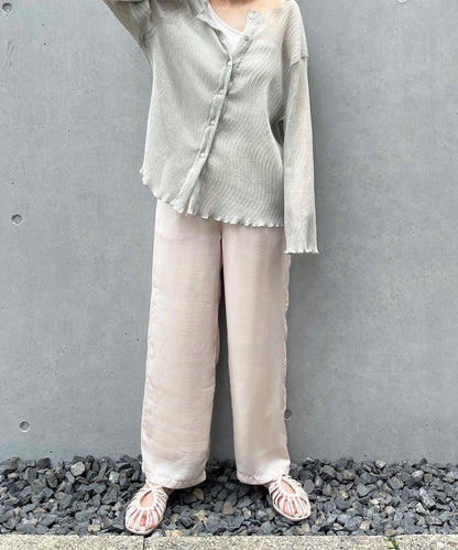 サテンストレートパンツ
