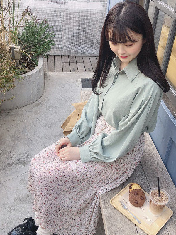 花柄消しプリーツスカート