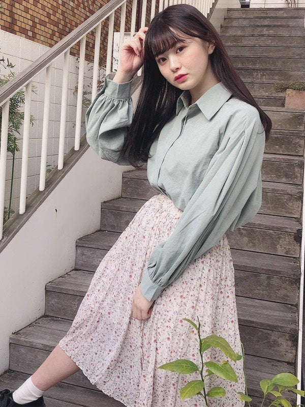 花柄消しプリーツスカート