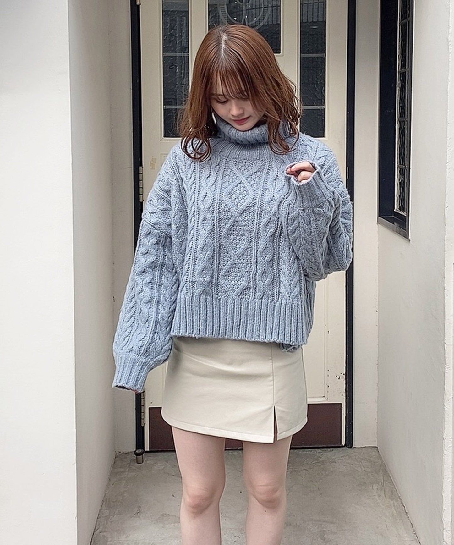 レザー台形ミニスカート