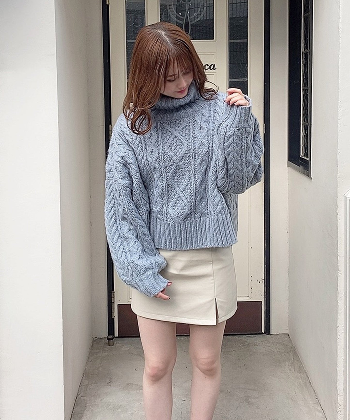 レザー台形ミニスカート
