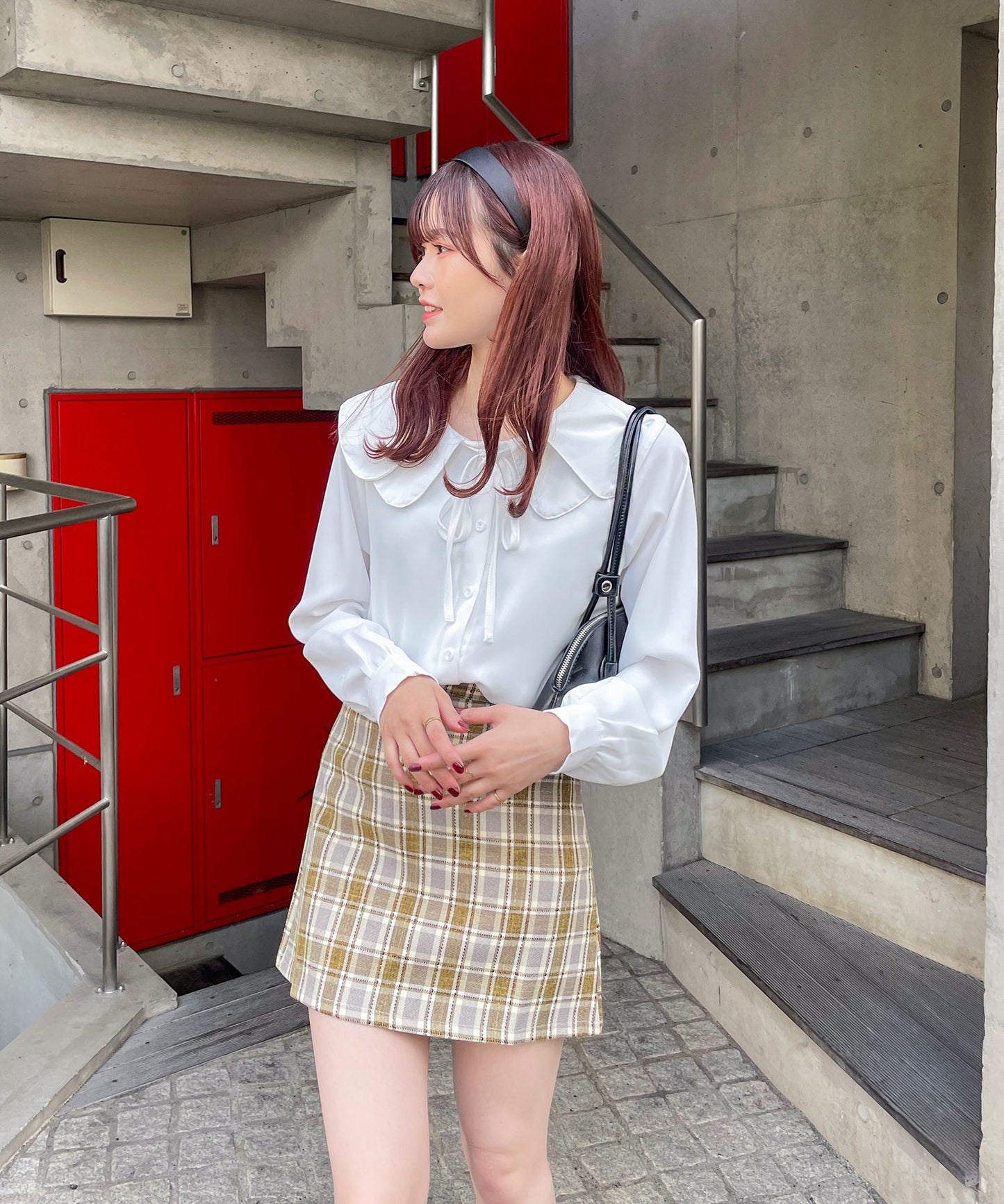 チェック台形スカート