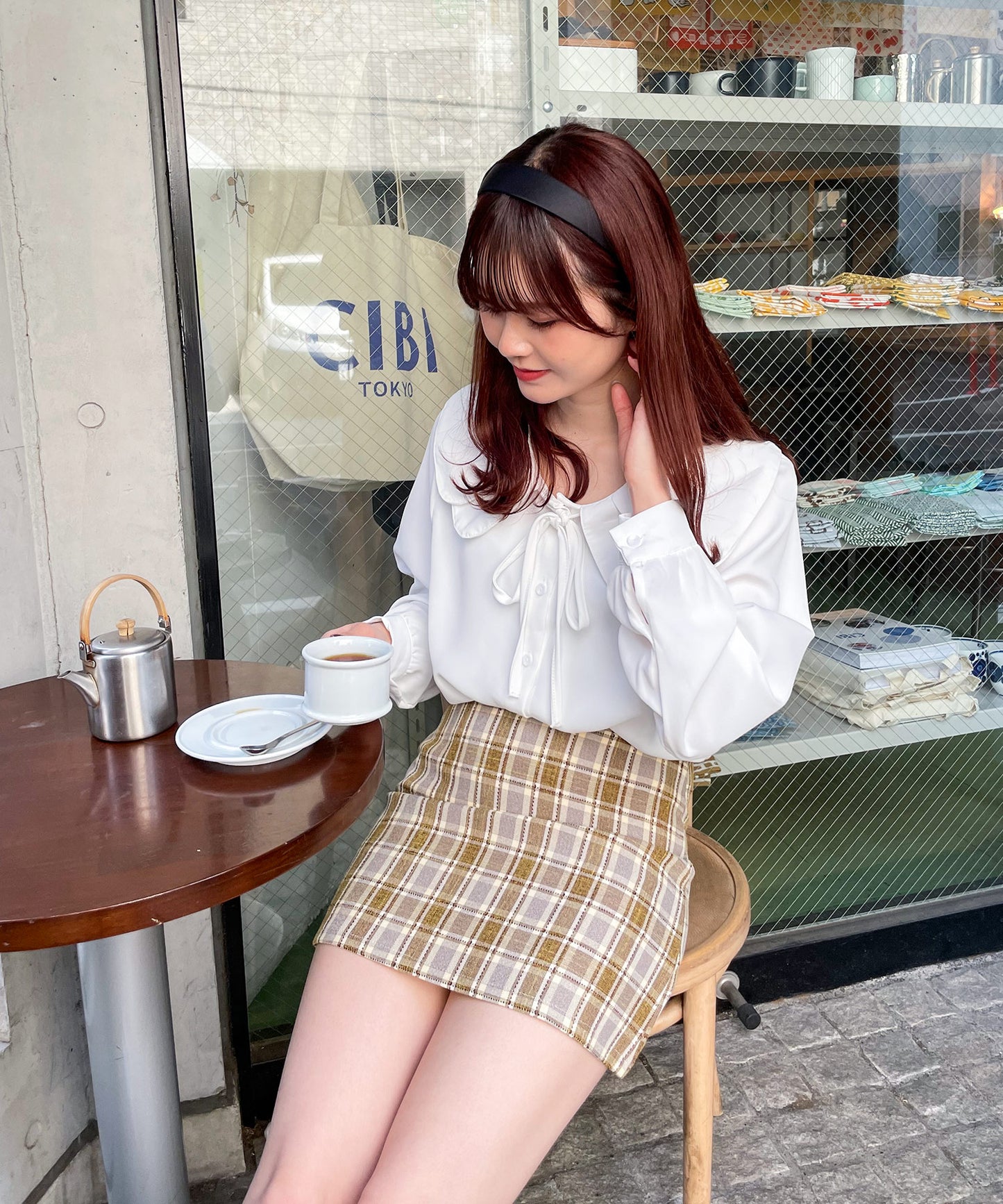 チェック台形スカート