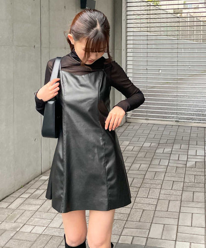 fake lether cami mini onepiece
