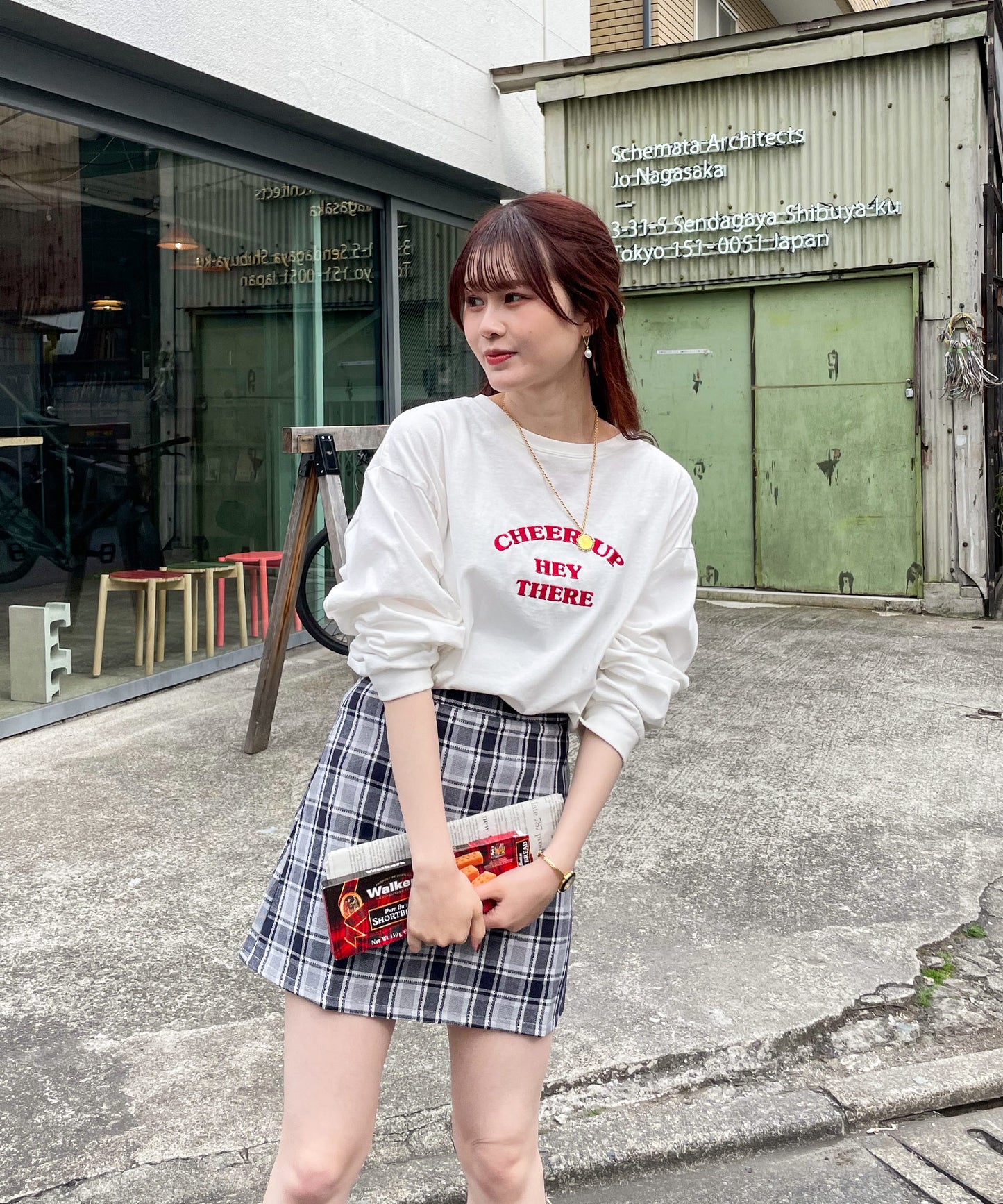 チェック台形スカート