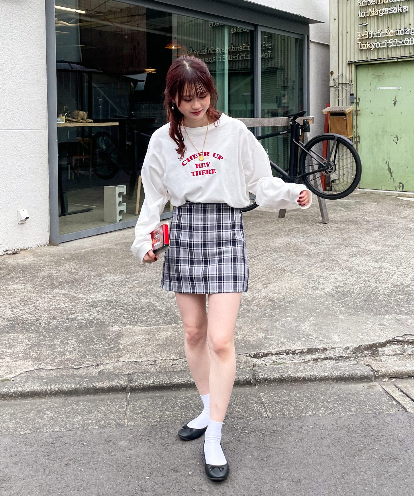 チェック台形スカート