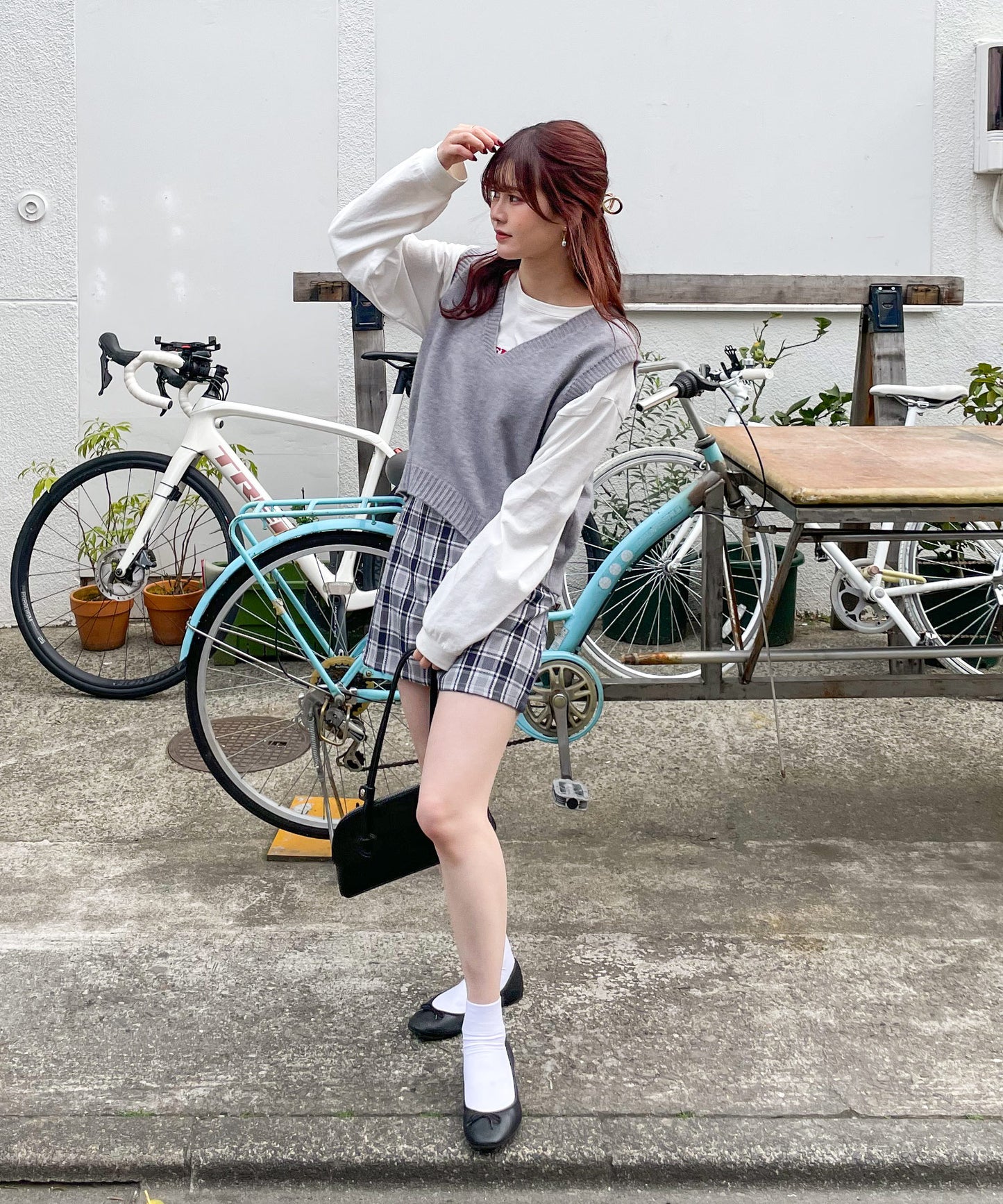 チェック台形スカート