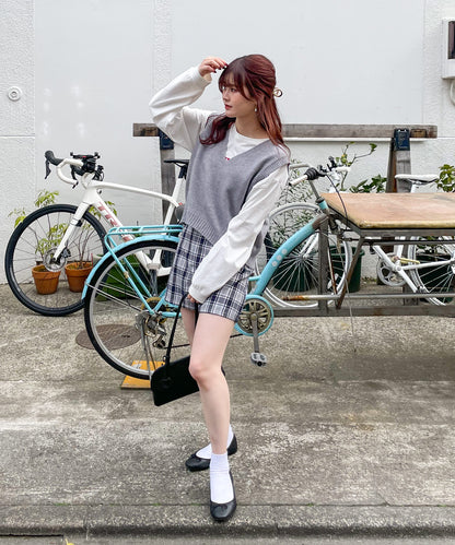 チェック台形スカート