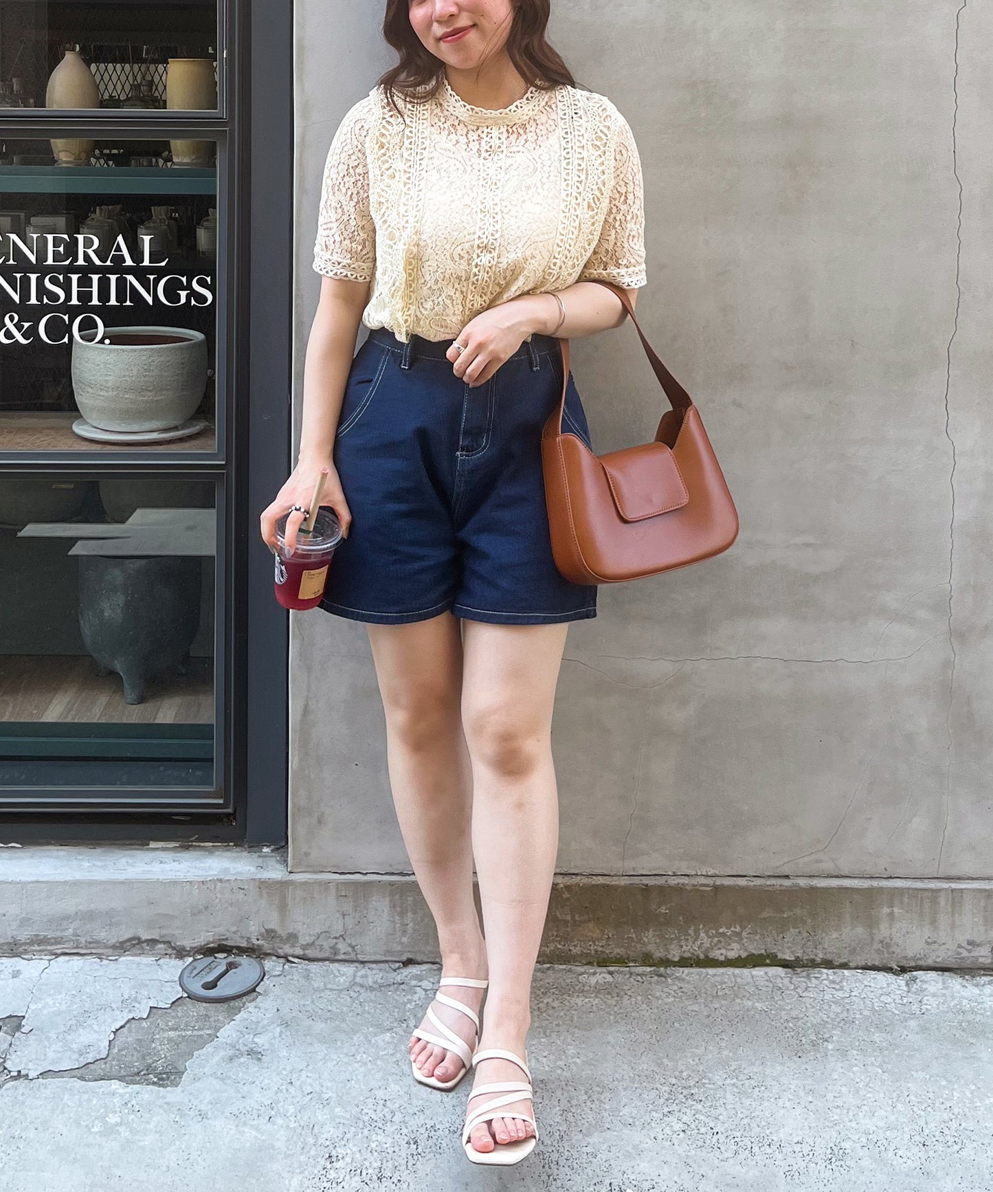 総レースフリルレトロブラウス