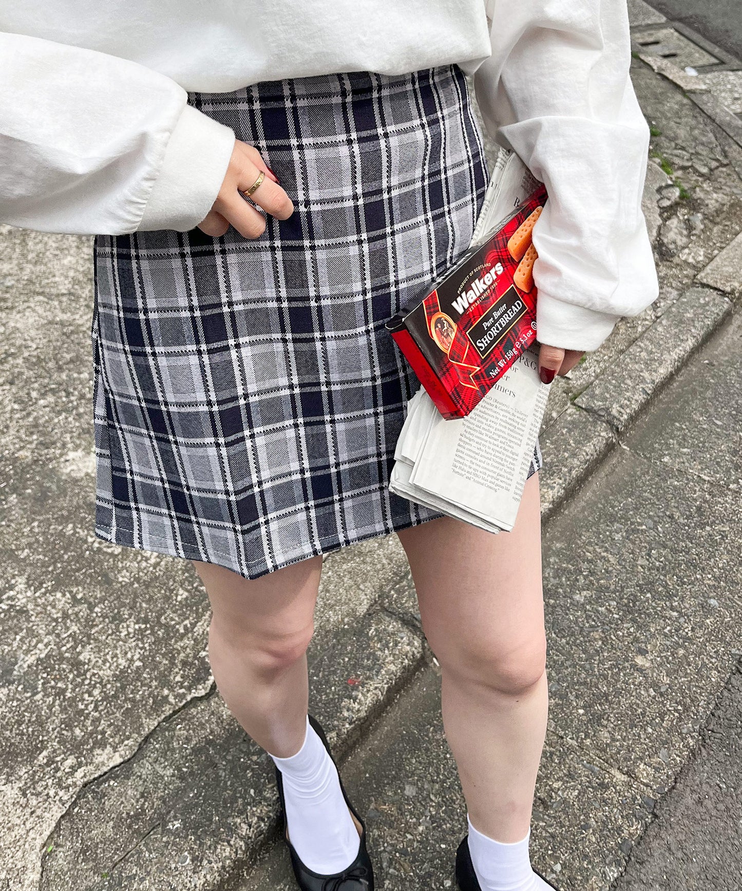 チェック台形スカート