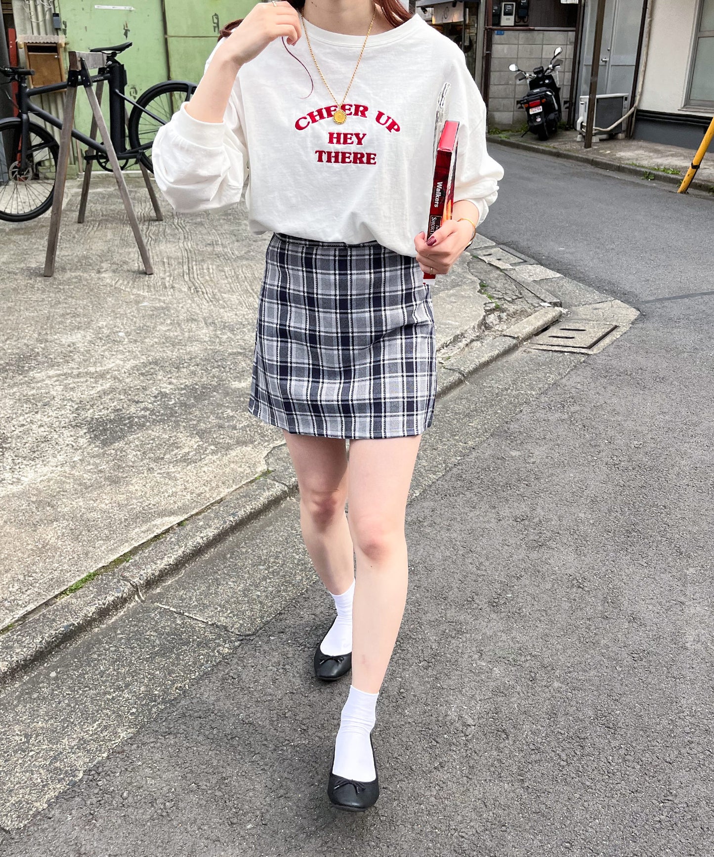 チェック台形スカート