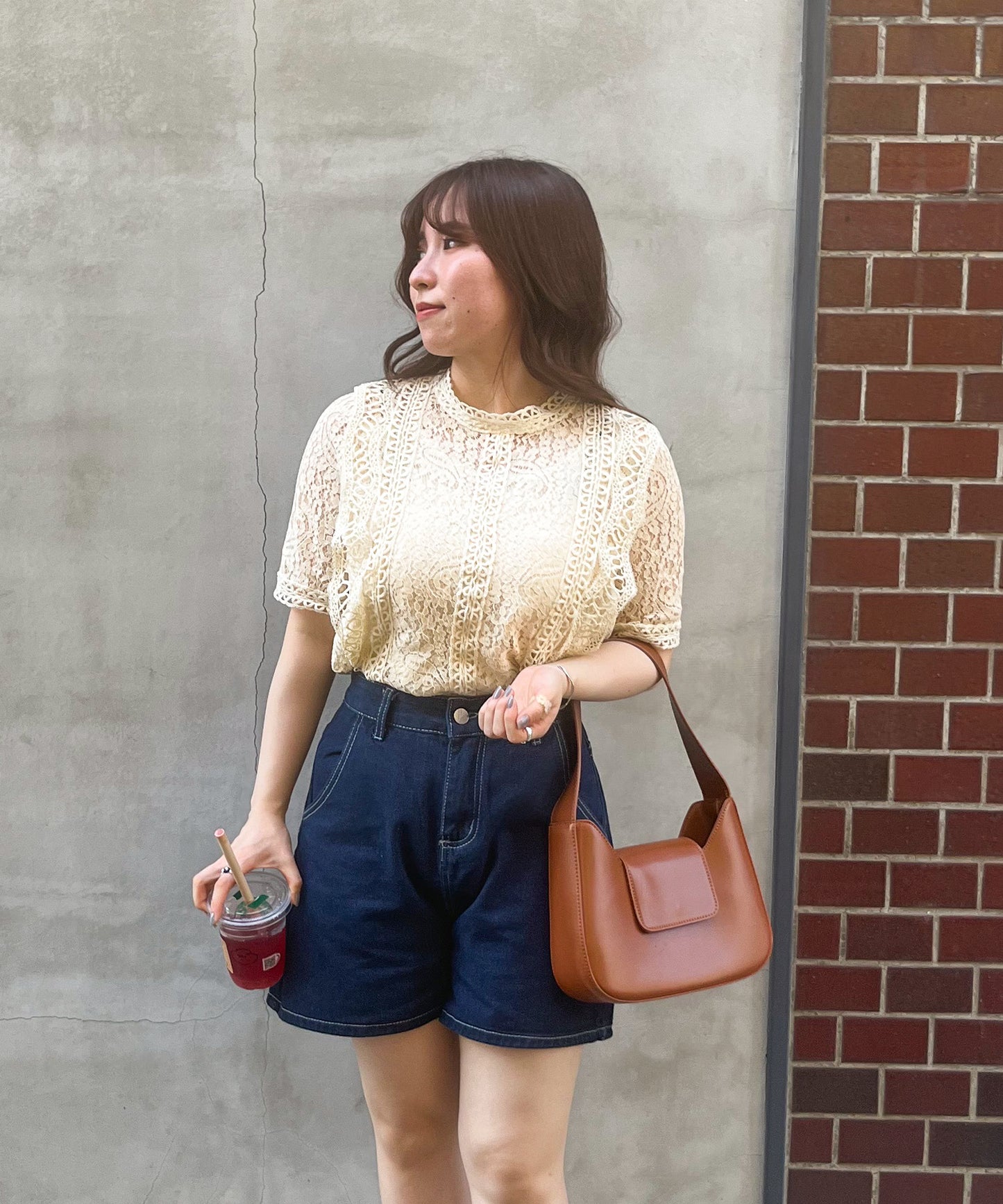 総レースフリルレトロブラウス